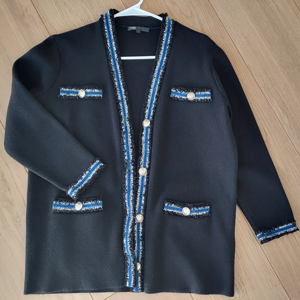 Maje Black tweed cargidan size 2